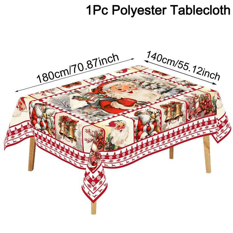Vintage Christmas Tablecloth New Year 2026 Santa Claus Table Cover Christmas Party Table Decorations for Home 2026 Gifts Navidad