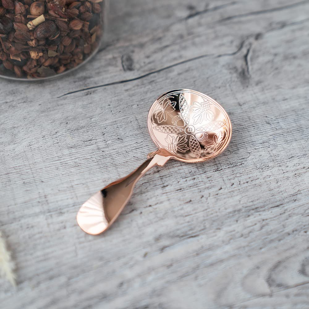 Aoyoshi CASUAL PRODUCT Tea Caddy Spoon, Oak and Pink Gold, 510762, Made in Japan
