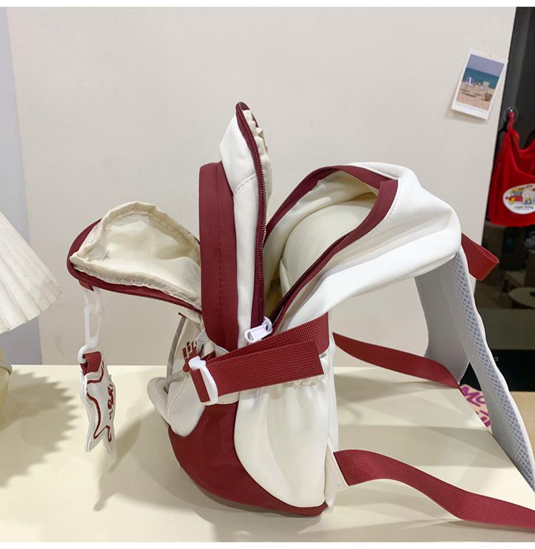 2025 Stylish Color Block Backpack for Junior High Girls - Large Capacity, Korean Academy Style