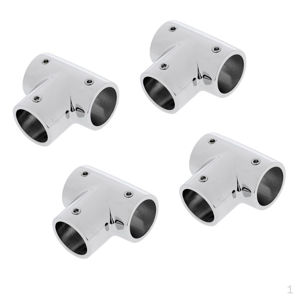 

4pcs Durable 25mm 90 Degree Polished 316 Stainless Steel Boat Hand Rail Fittings Tee Hardware
