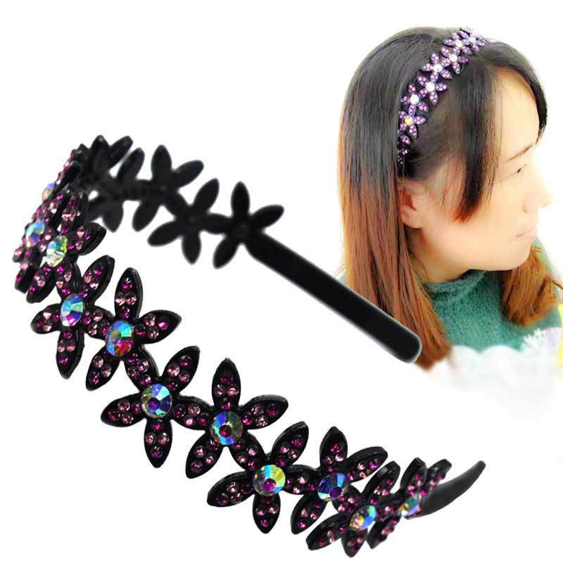Korean Style New Hair Band Braided Hair Pressing Diamond Net Celebrity Hair Band Non-slip Headdress Wash Face Plastic Headband Broken Hair Clip