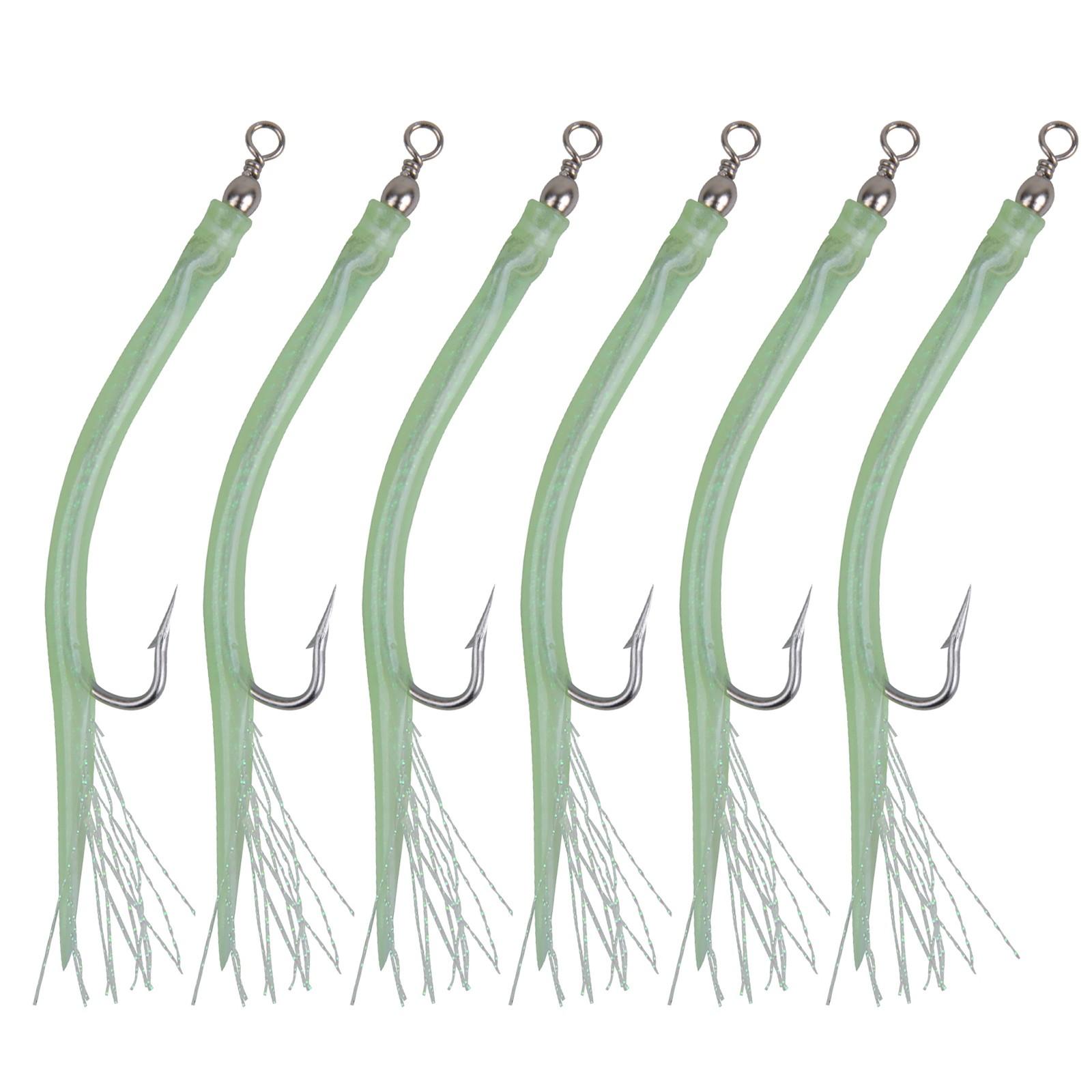 

6 шт. CodfishFishing Eel Tube Jig bait shank offset Hook Barbed Octopus Hook 6/0 зелёный