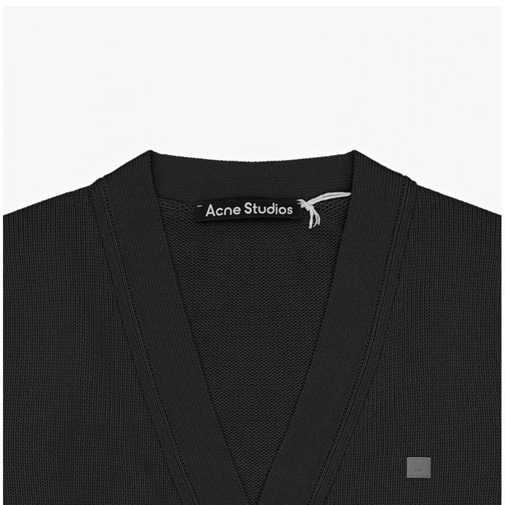 Acne Studio C60104 Black  900  Face Logo Patch V Neck Public Cardigan