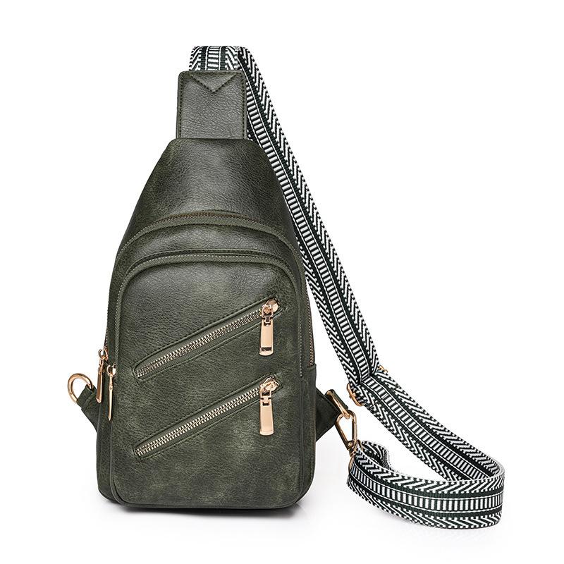 New Fashion Pu Women's Breast Bag Large Capacity Lightweight Chest Bag Versatile Casual Shoulder Messenger Bag Bag