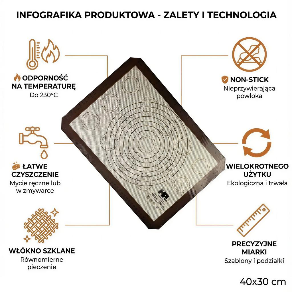 Silicone Baking Mat, Cake Mat, 40x30cm, Reusable