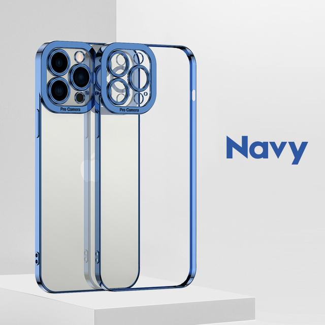 Lüks Kare Kaplama Çerçeve Şeffaf Kılıf Iphone 14 13 12 11 Pro Max Mini X Xs Xr 7 8 Artı Se Temizle Yumuşak Silikon Kapak