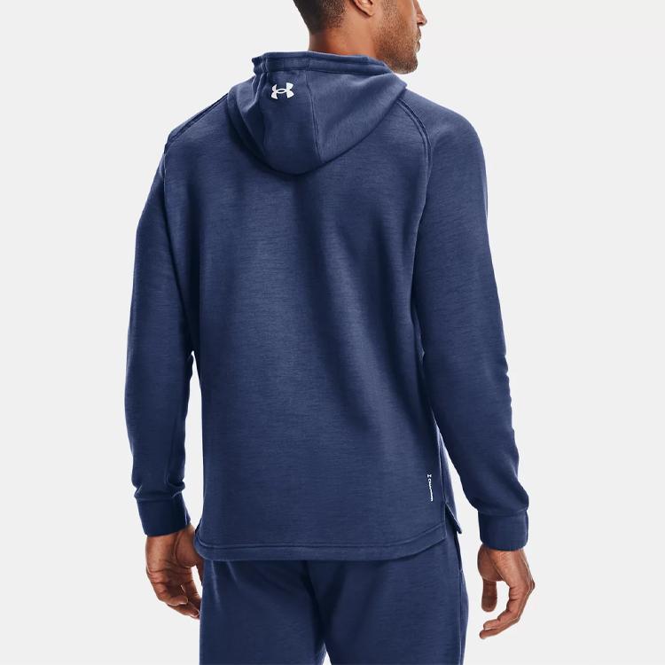 Under Armour Project Rock Charged Cotton Breathable Hoodie Men Hoodies Blue 1367033-404