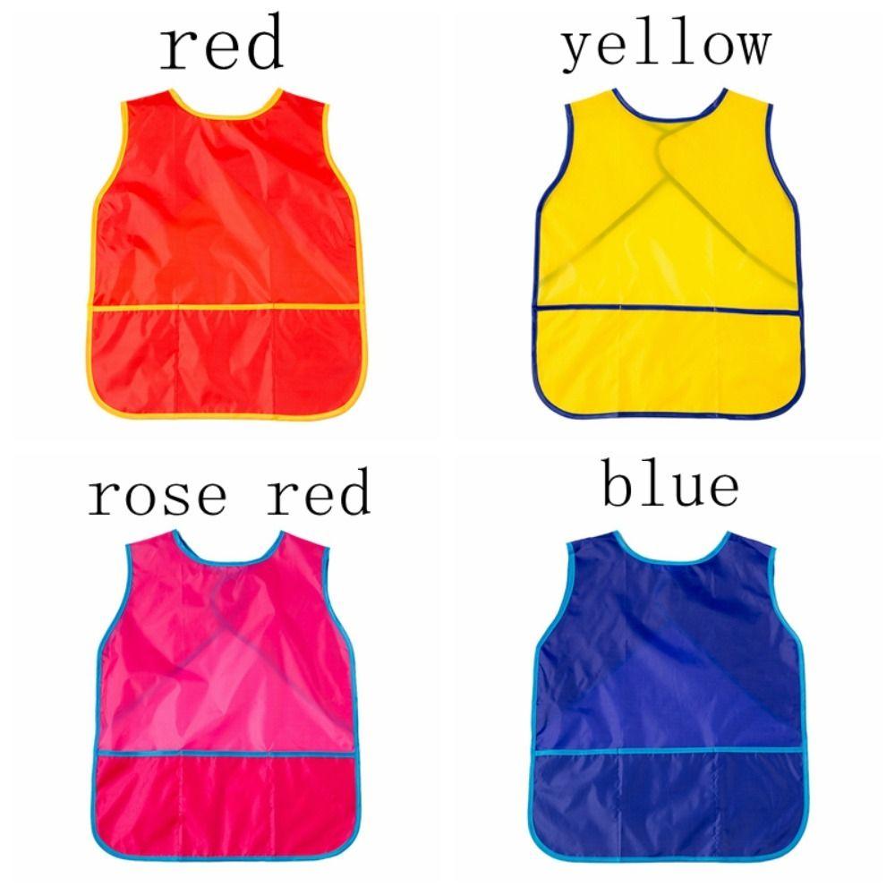 with  3 Pockets Painting Aprons Waterproof Kids Apron Craft Activity Kids Art Smock  3-8 Years