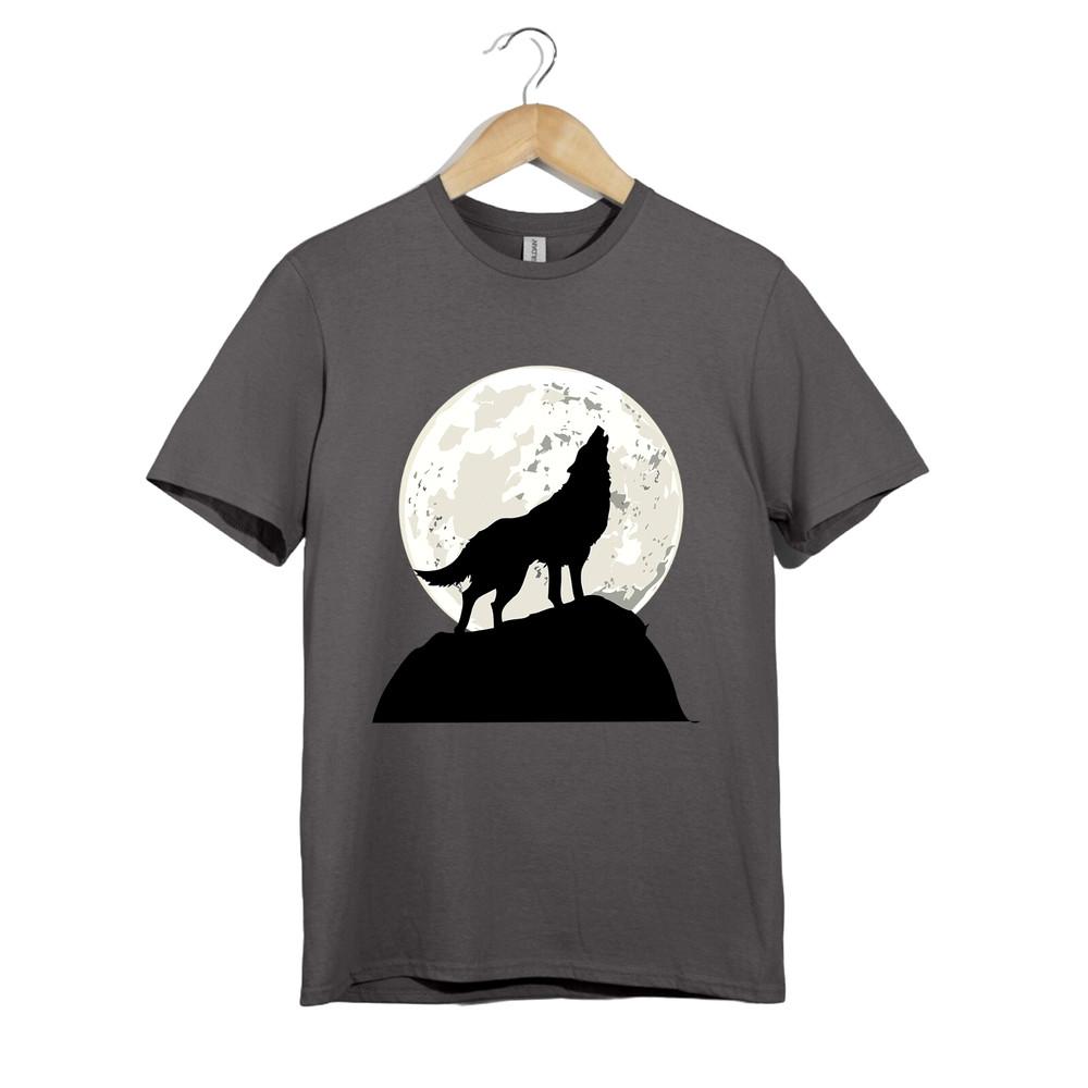 Howling Wolf Full Moon T-Shirt – Wild Forest Animal Silhouette Nature Forest Tee