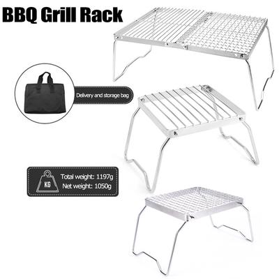 Opvouwbare kampvuurgrill Draagbare roestvrijstalen campinggrillrooster Gasfornuisstandaard Multifunctionele buitenhoutkachelstandaard