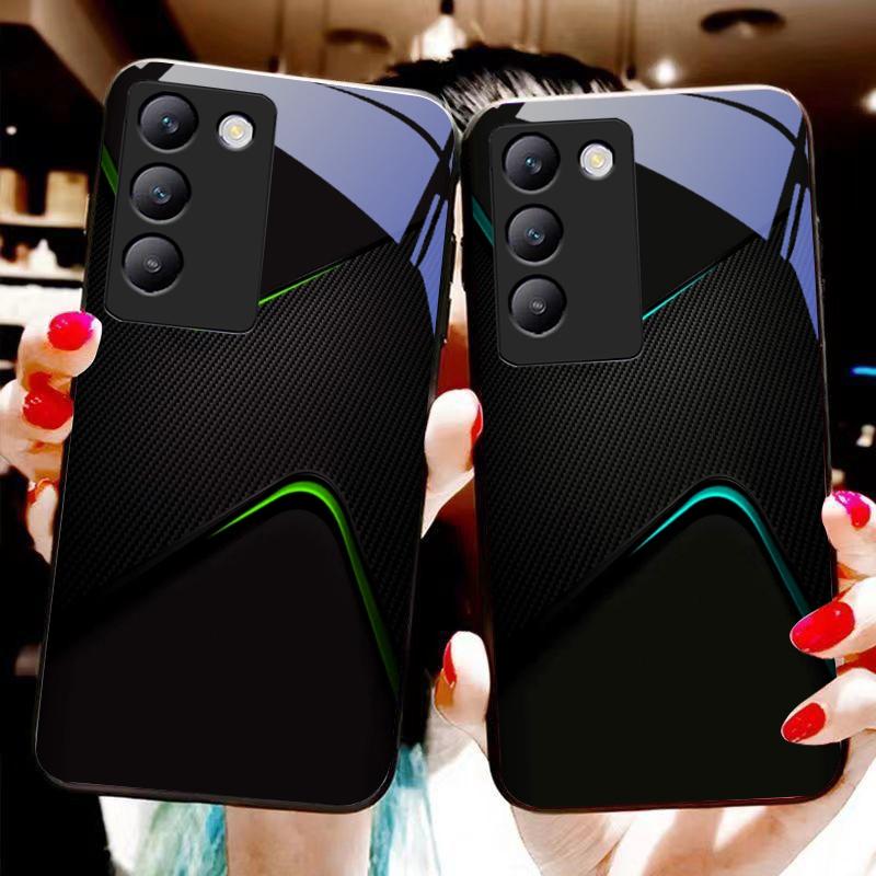 Simple And Large For Y72 33S 11 03 36 96 Lite 35 16 Iqoo 12 V40 SE 5G 29 40 21 30 X80 Pro Vivo Tempered Glass Phone Case Black