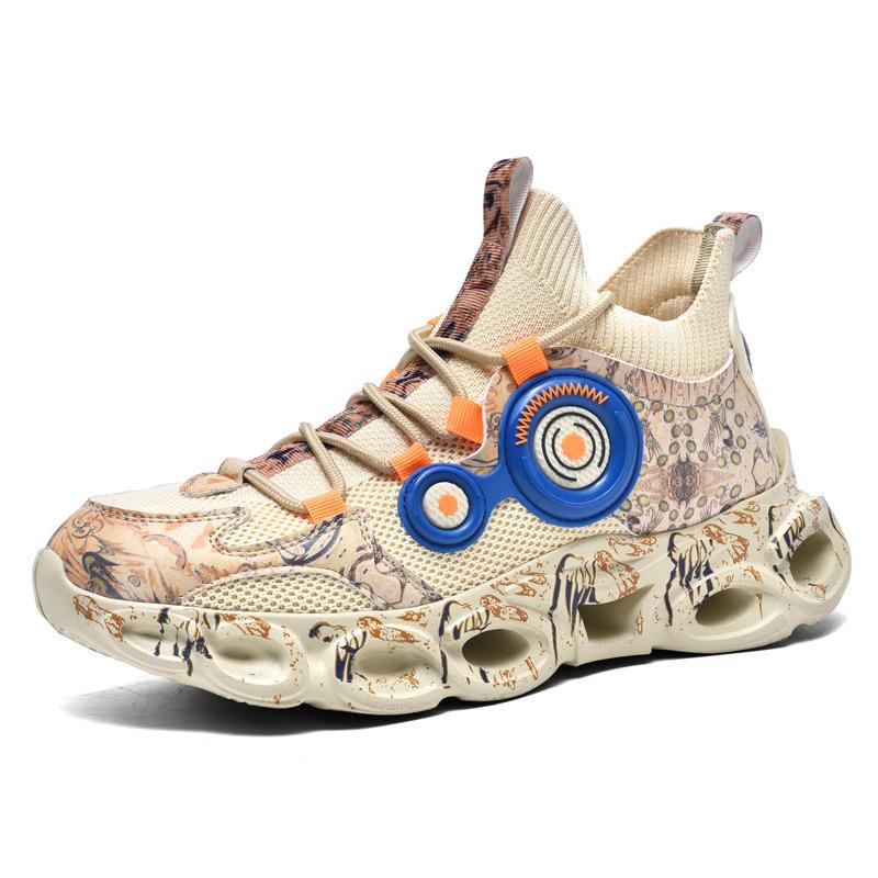 Graffiti camouflage fly-woven sports and leisure shoes, trendy shoes, running shoes, ultra-light, breathable and lightweight