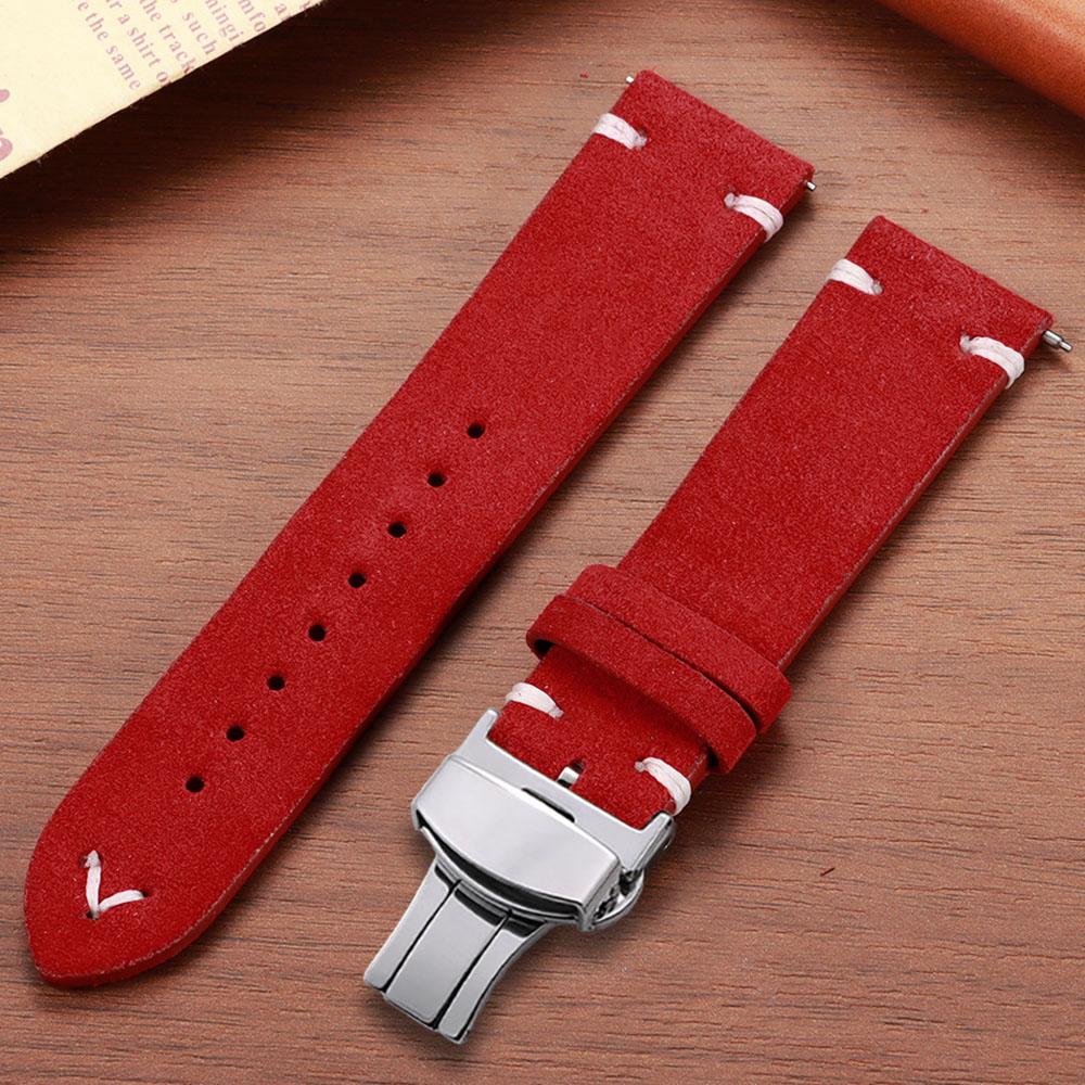 Quick Release Soft Suede Watch Strap Butterfly Clasp Calfskin Wristband for Seiko 18/20/22mm for Huawei Watch Gt3/Gt4 Bracelets