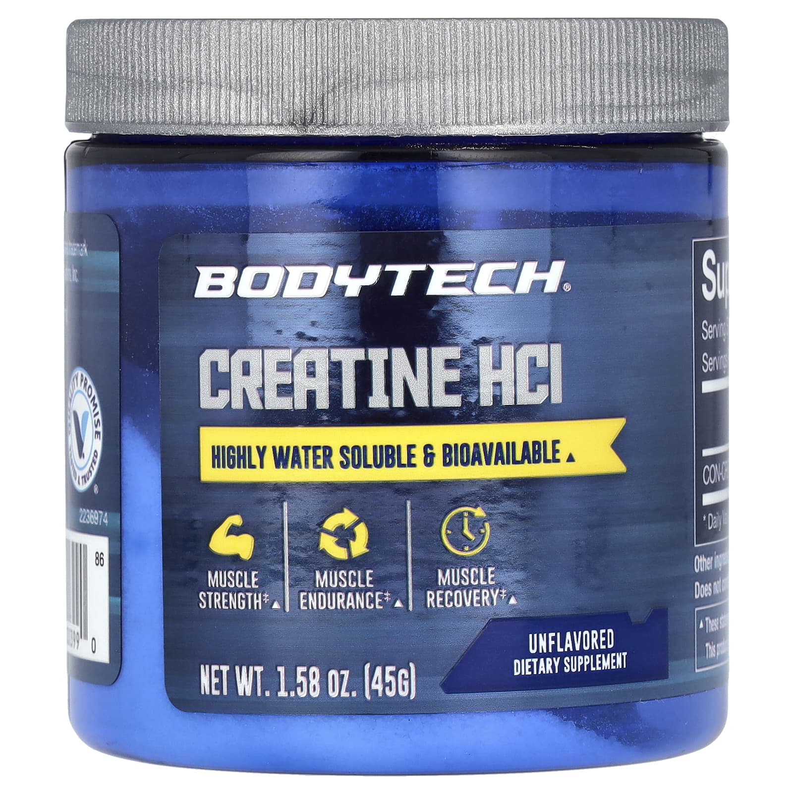 

BodyTech, Creatine HCl, Unflavored, 750 mg, 1.58 oz (45 g)
