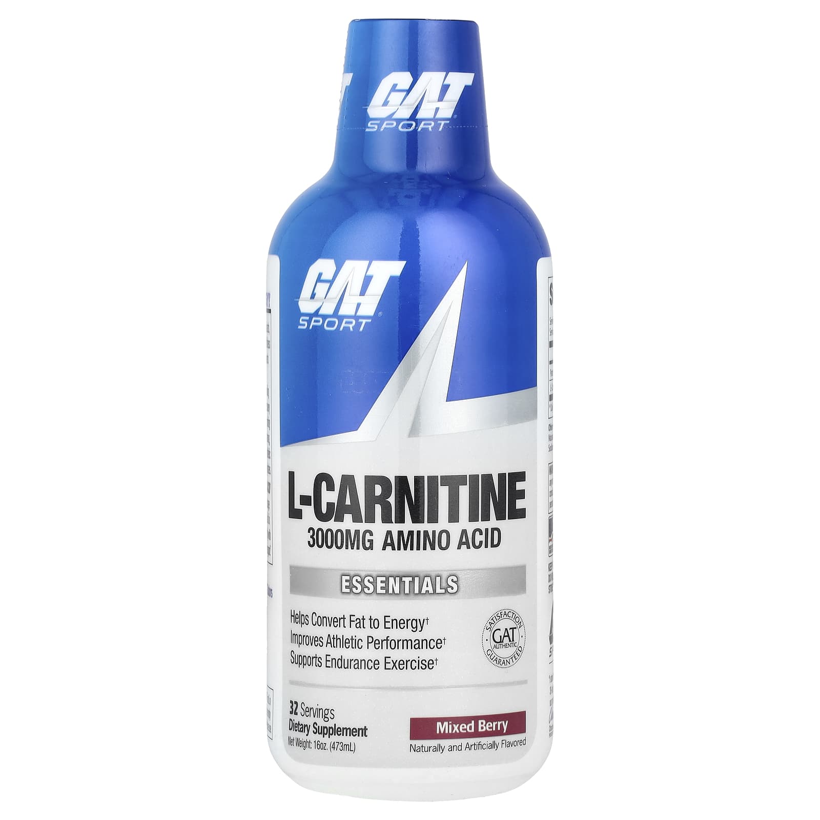 

GAT, l-carnitine, amino acids, mixed berry flavor, 3,000 mg, 473 ml (16 oz)