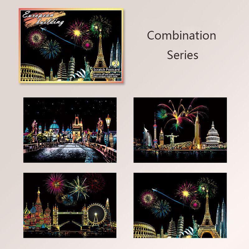 Colorful Night View Magic Scratch Art Painting Paper Kit Perfect For Young Artists And Gift Giving