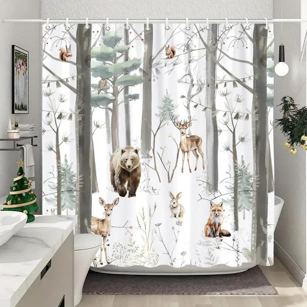 Farm Animals Highland Cattle Shower Curtain Rustic Rustic Farmhouse Plank Vintage Style Washable Shower Curtains Bathroom Decor