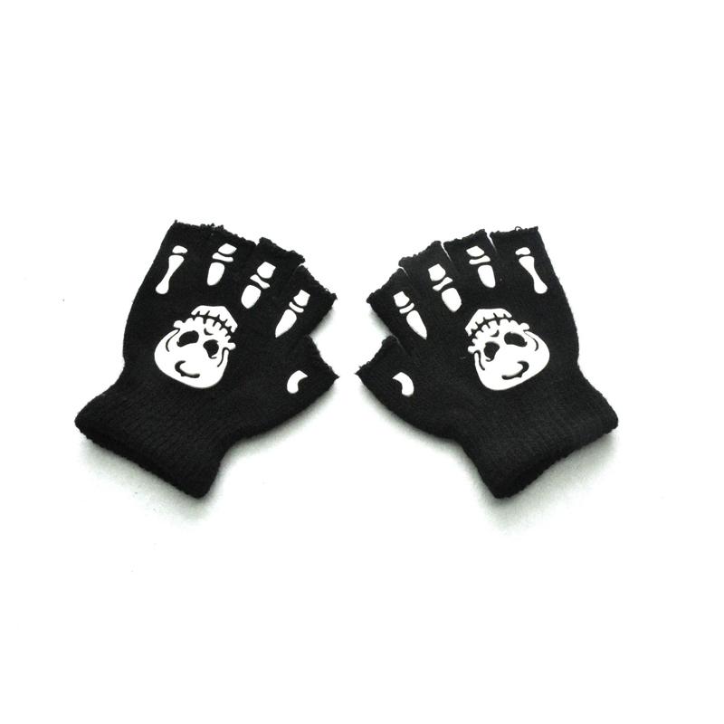 Children Kids Halloween Gloves Luminous Skull Baby Boys Girls Winter Warm Gloves Kids Mittens Gloves For Halloween Gift