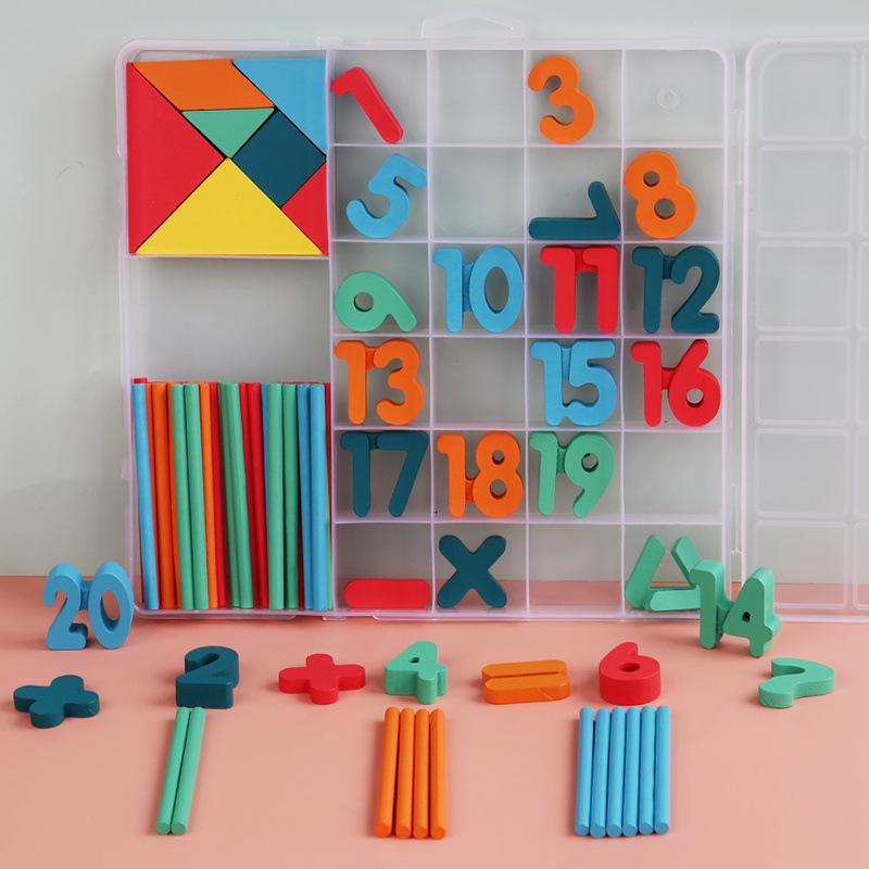 Wooden Arithmetic Counting Sticks - Educational Math Learning Box for Kindergarten and Elementary