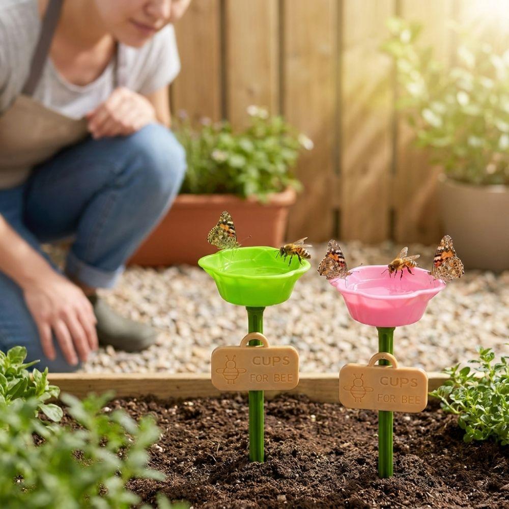 Flower Shaped Bee Watering Station Weatherproof Colorful Pollinator Feeder Rust-resistant UV Resistant Wild Bees Water Bowl