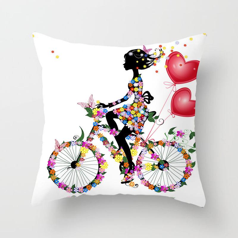 Cartoon Gorgeous Sweet Girl Photo Sofa Throw Pillow Cover Wedding Party Birthday Holiday Decoration Home Decor Cushion Cover