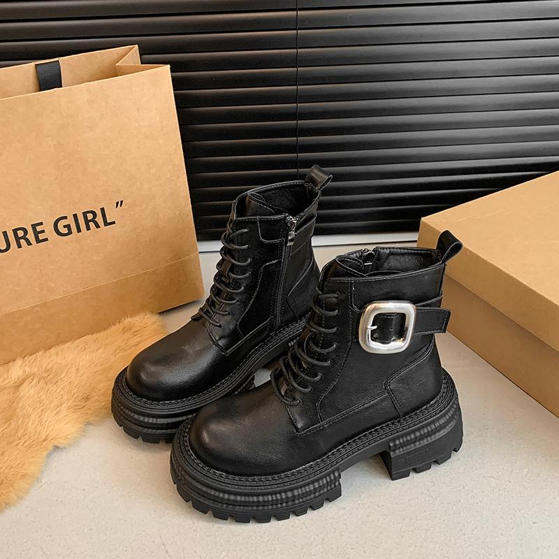 Fashion New Women's Ankle Boots New Designer Lace-up autumn winter 2024 High Quality Outdoors Solid Color Ladies Boots Botines De Mujer