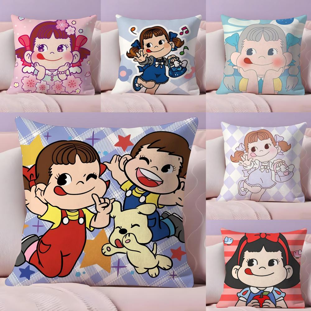 Candy Brand F-Fujiya Cushion Cover Plush Fabric Soft Double-Sided Printed Invisible Zipper Sofa Pillow Case Home Decor