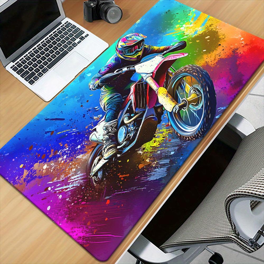 pc Large Gaming Mouse Pad Motorcycle Racer Desk Mat Nonslip Rubber Base Stitched Edge Keyboard Pads PC Tablet for Office Decor
