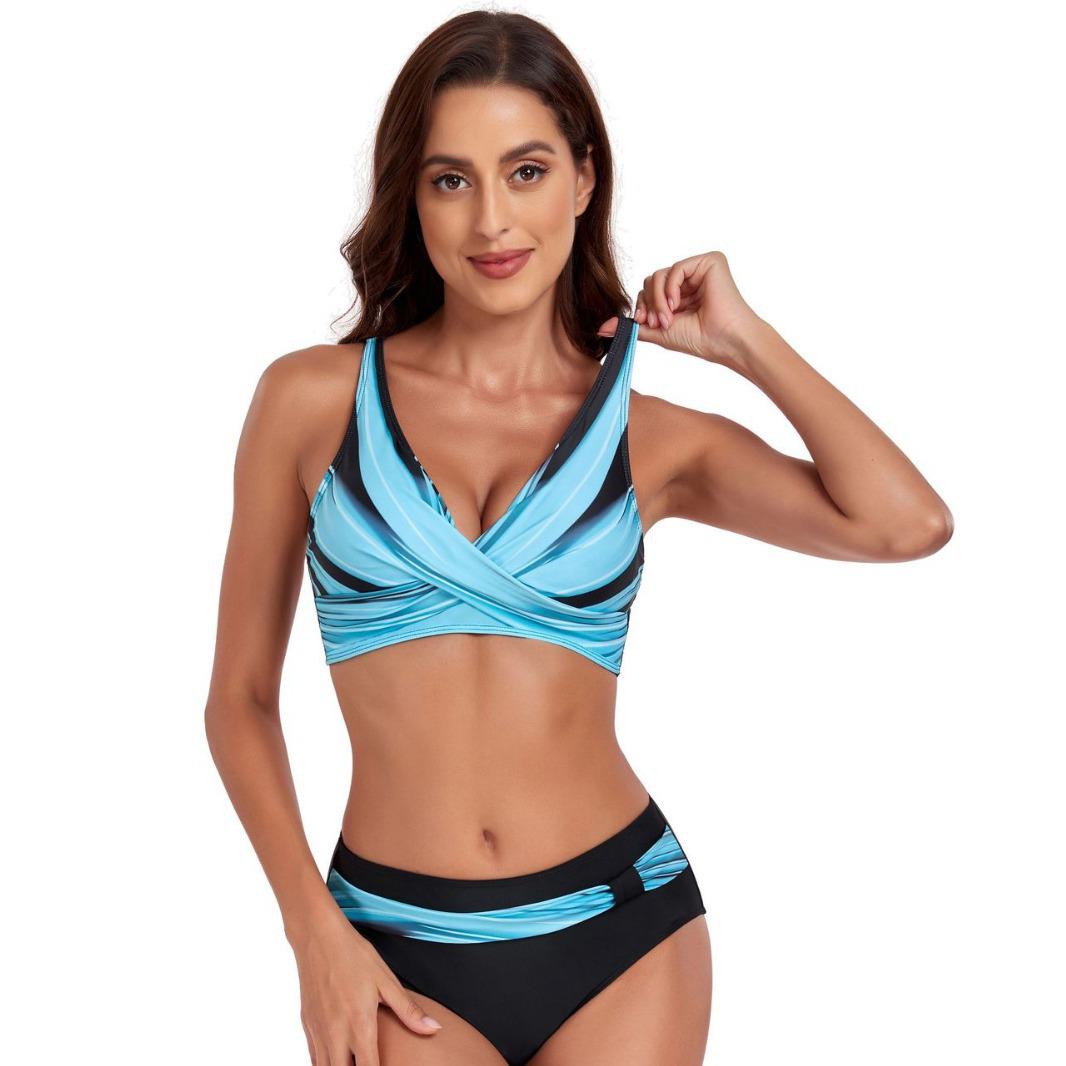 

2024 Купальник бикини с принтом и перекрестной высокой талией Extra Large