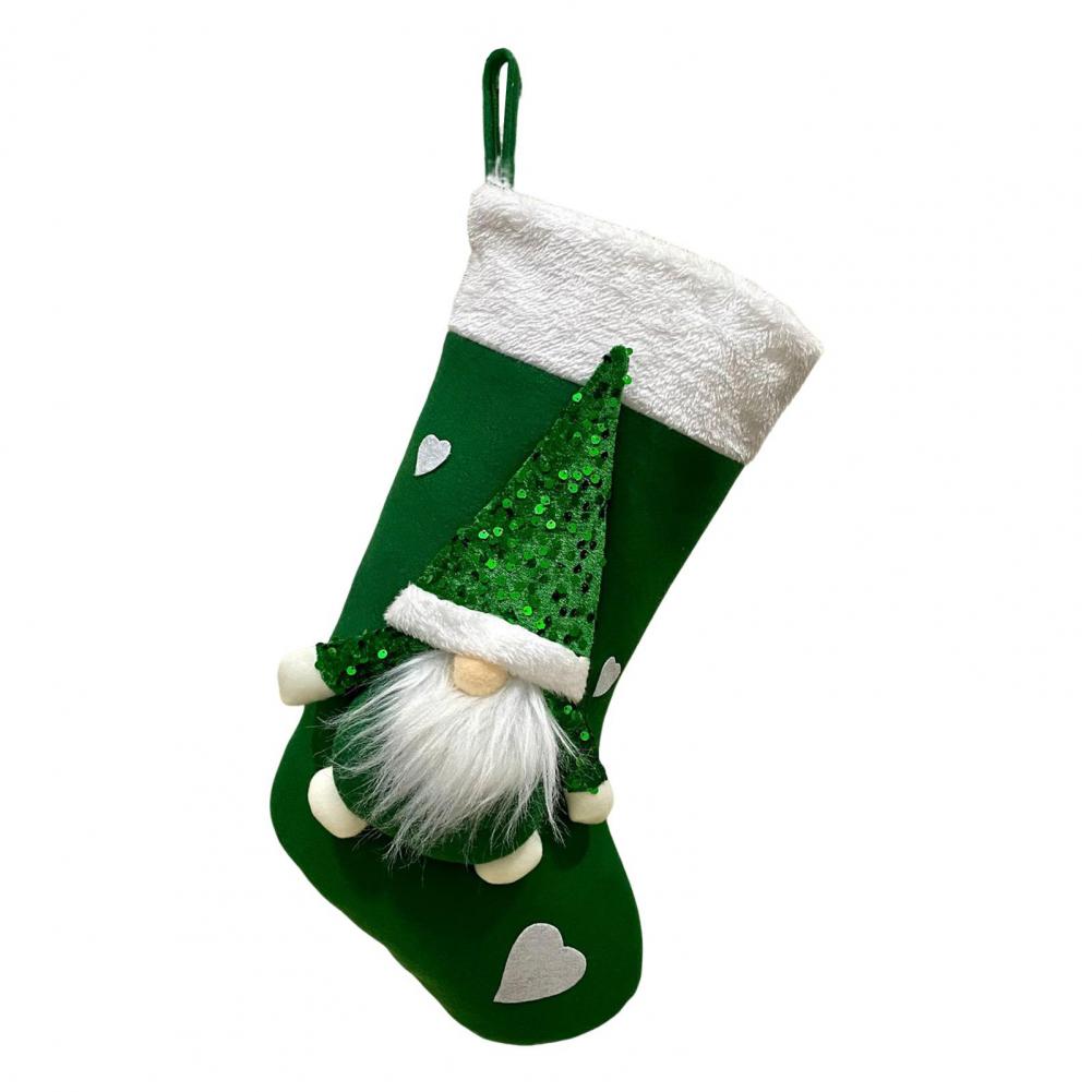 Christmas Stockings Set Festive Sock Decorations Sequined Santa Claus Christmas Stocking with Heart Decor for Xmas