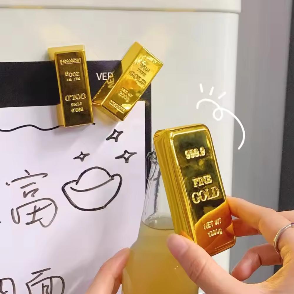 Creative Gold Bar Beer Opener Multi-Functional Magnetic Refrigerator Sticker Novelty Gift Bottle Opener Trendy Party Gadget