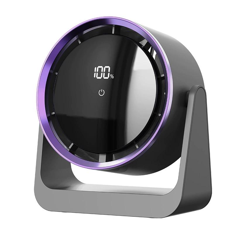 

Ventilador de escritorio portátil recargable con luz LED y clip multifuncional