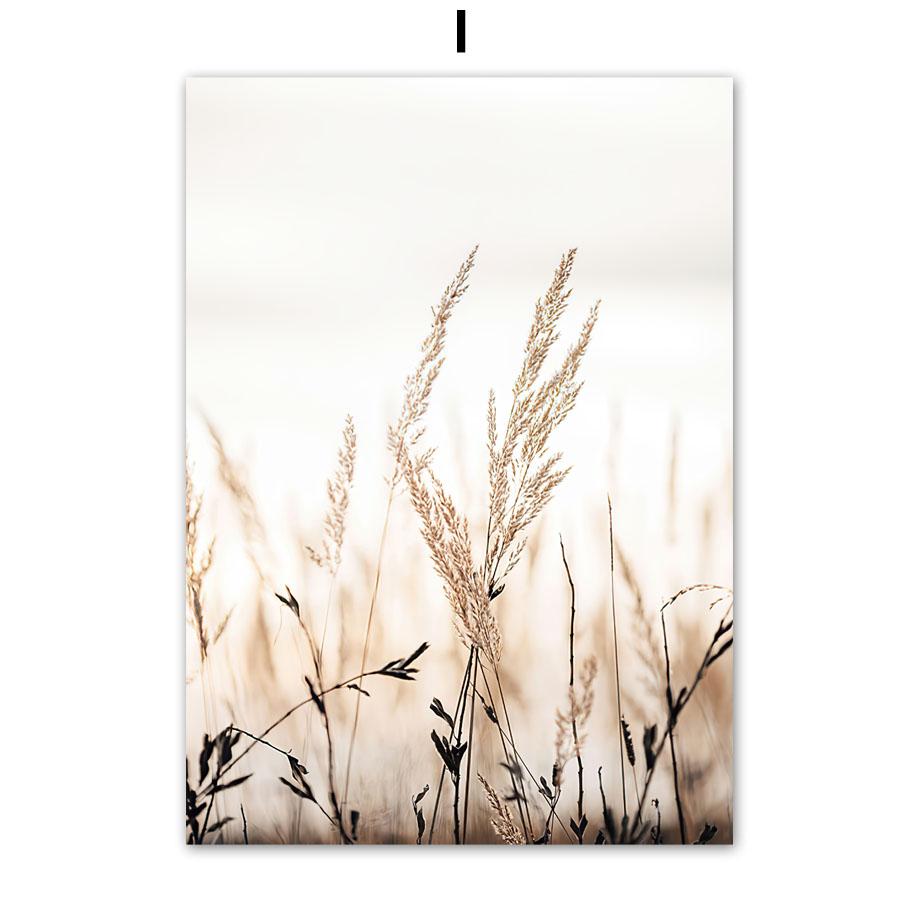 Begonia Beach Reed Feather Wall Art Nordic Posters And Prints Canvas Painting Wall Pictures For Living Interior Room Mural Decor