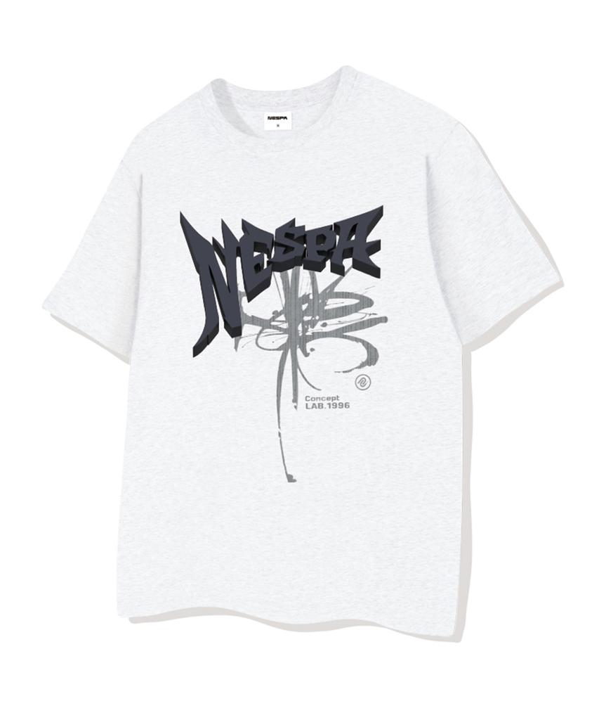 Neseupaseutyudio Blue Artwork Oversized Short Sleeve T-Shirt 4 Colors [Nsse_1005]