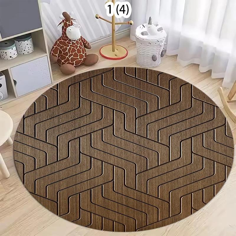 

Geometric Stripes Round Rug Nordic Minimalism Home Decor Carpet Soft Non-Slip Floor Decor Mat for Living Room Bedroom 100cm