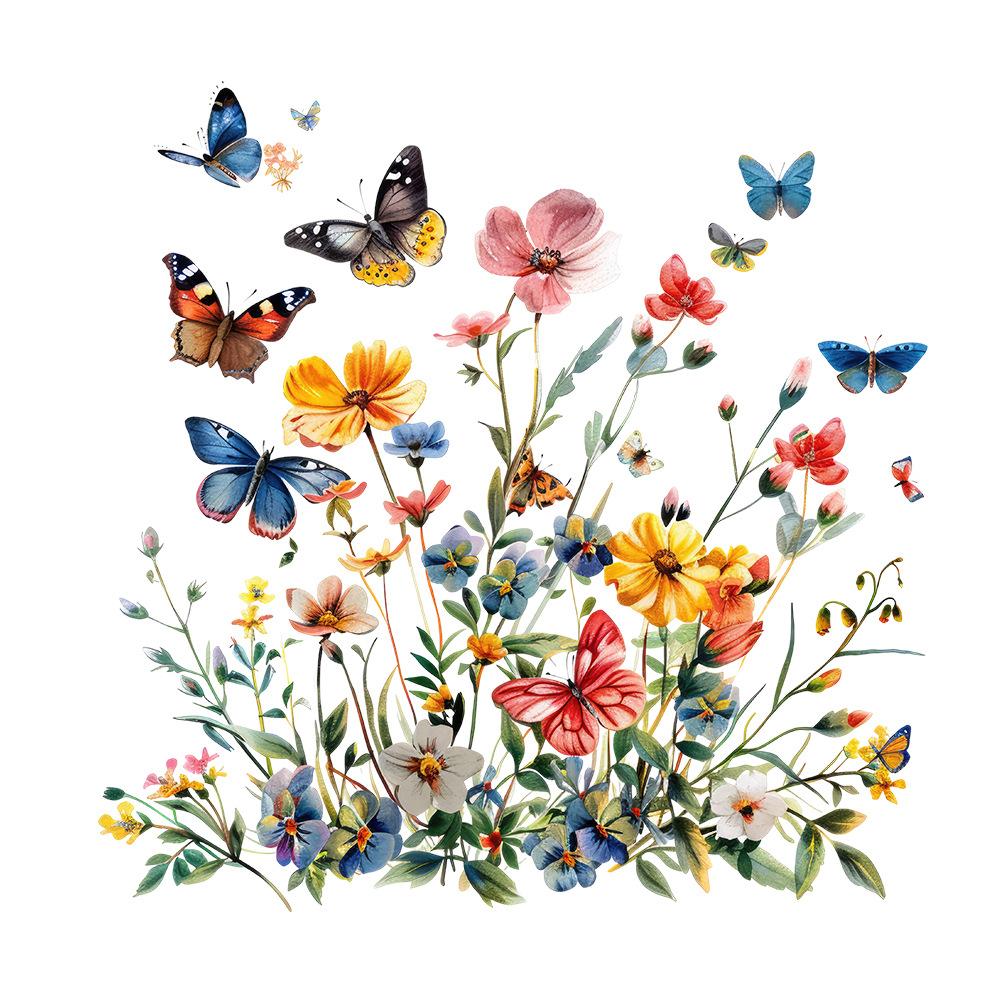 Flower Wall Stickers, Self-adhesive Butterfly Toilet Sticker Peel And Stick, Floral Leaf Decor Art DIY Wall Decals Wallpaper Supplies For Refrigerator