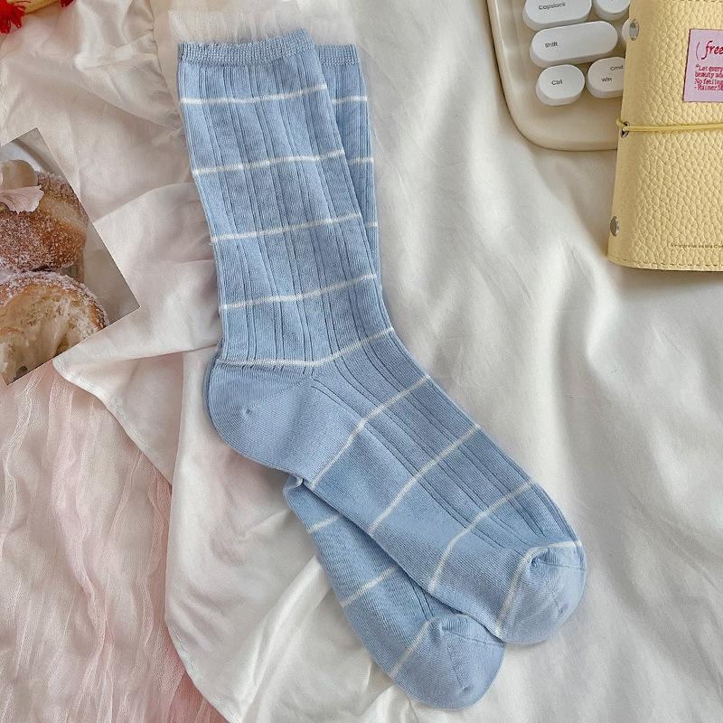 Chaussettes montantes tube d'été fines pour femmes, rayées, dentelle, maille dentelle, respirantes, sans os