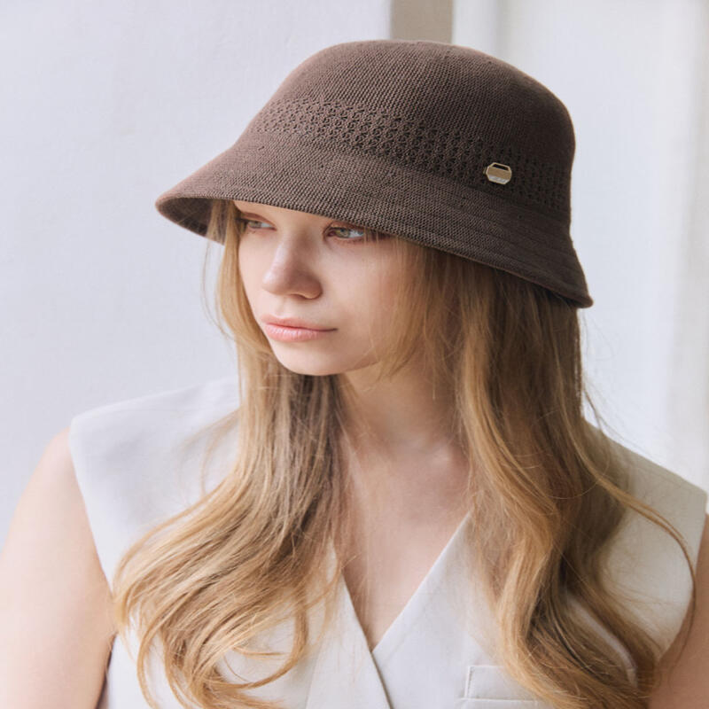 

Women s Center Grid Pattern Knit Bucket Hat Brown H024 brown