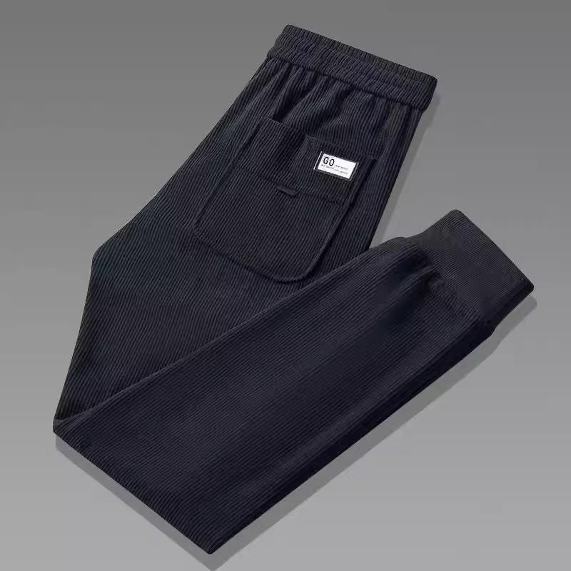 Men's Autumn Trend Corduroy & Velvet Tapered Pants - Versatile, Loose-Fit, Hong Kong Style Casual