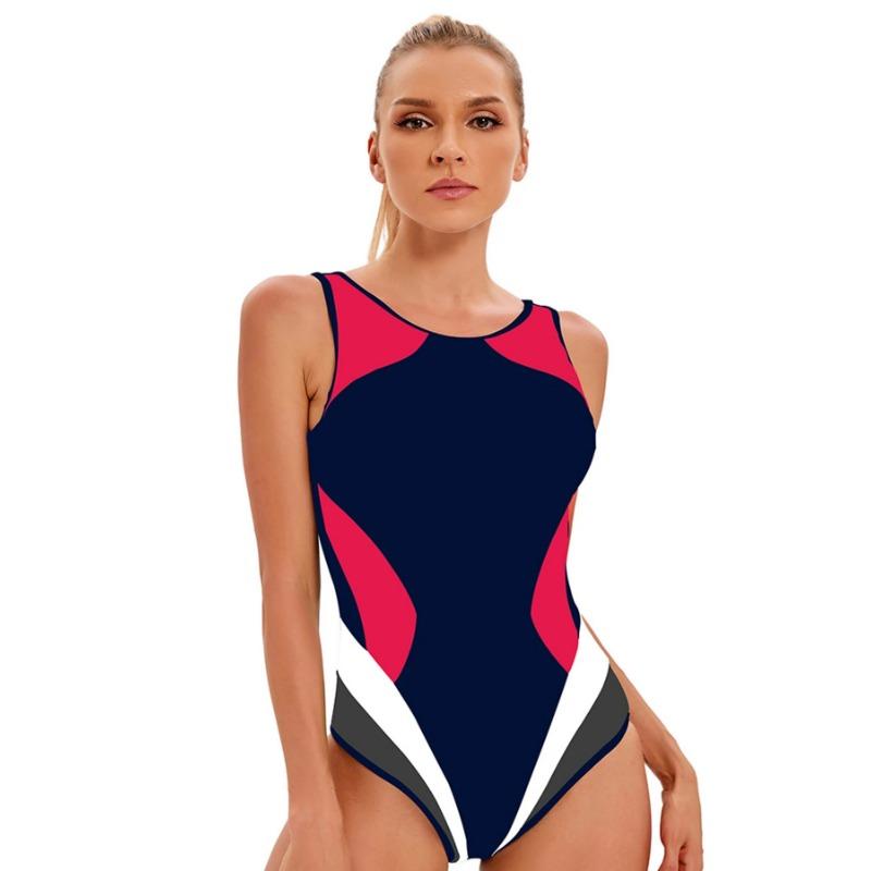 2025 New Color Patchwork Sport Swimwear Women Plus Size One Piece Swimsuit Female Professional Surfing Suits Swimming Suit 3XL