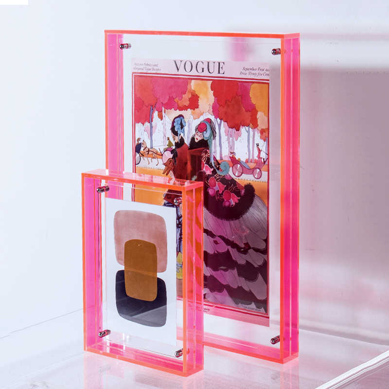 Floating Picture Frame Acrylic Frames for Wall Mounted Tabletop Standing Decorative Photo Frames Neon Translucent Hanging Frame