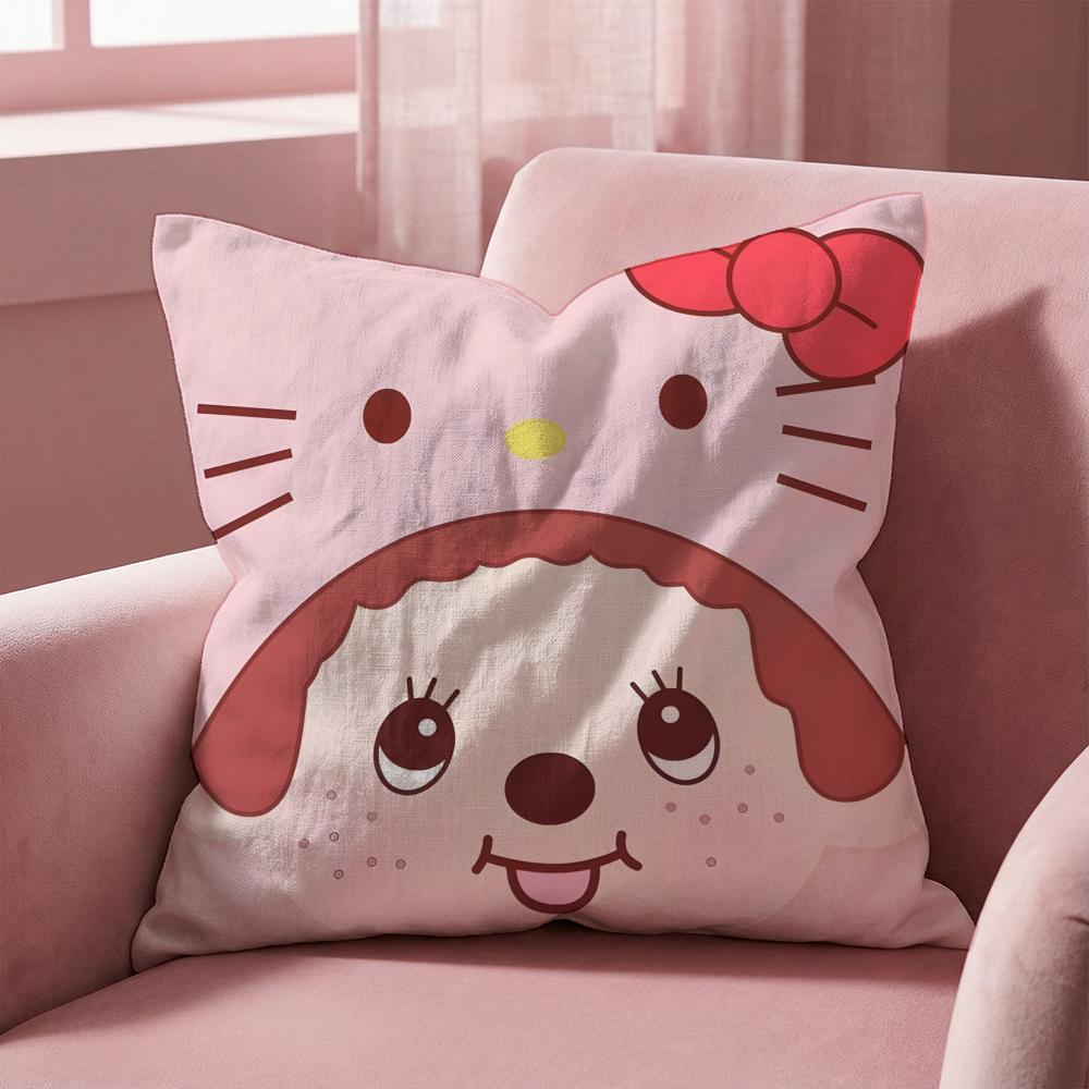 Cartoon M-Monchhichis Cushion Cover Multi-Scene Pillow Cover for Home & Car - Reversible, Soft & Durable for Daily Use