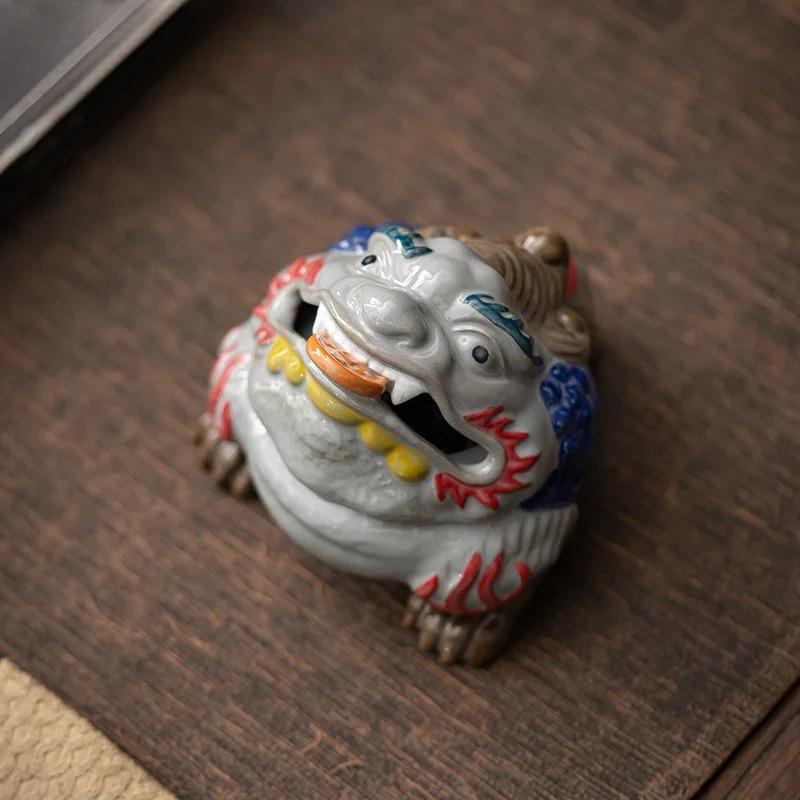 Ancient Colored Pottery Mud Incense Holder Golden Toad Incense Stick Holder Scented Aromatic Candles Zen Tea Services Collection