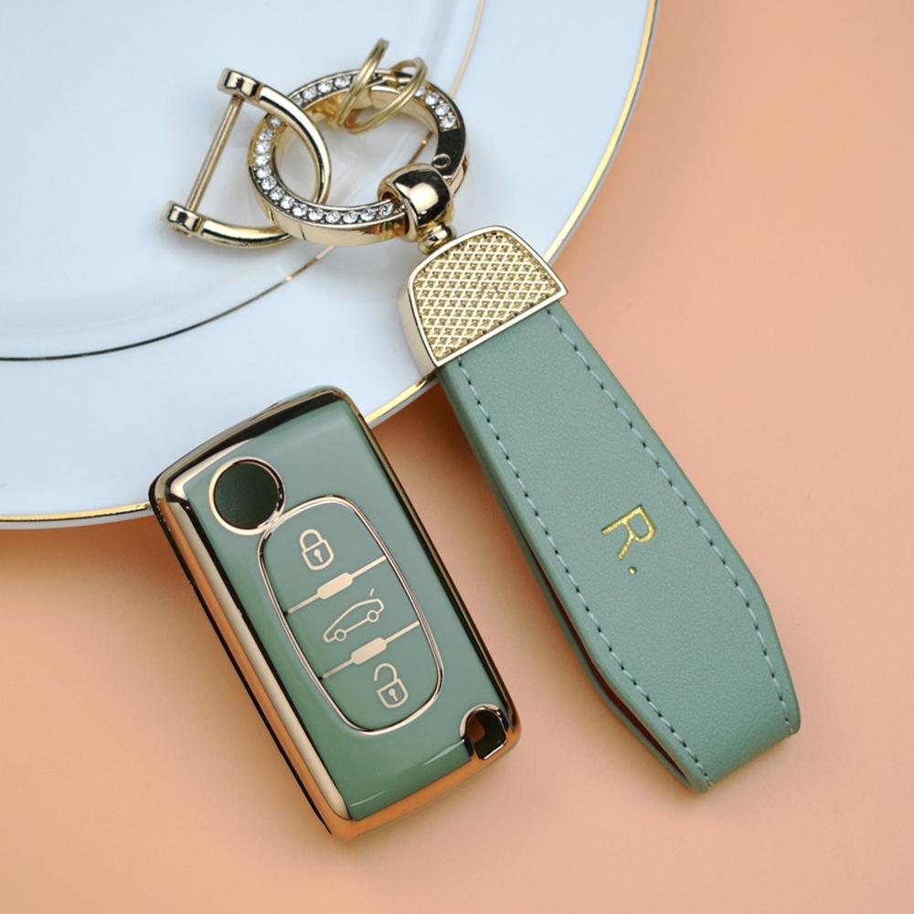 2 3 Buttons Key Fob Cover Case Fit For Peugeot Partner Tepee 207 307 308 407 Fit For Citroen C-Crosser C3 C4 Picasso Berlingo Cover Key Ring