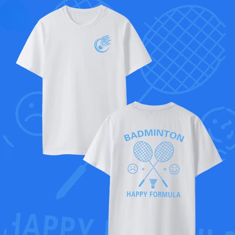 Black Badminton HAPPY FORM Sport Tshirt Cotton Graphic Tee Unisex Unisex Summer Streetwear