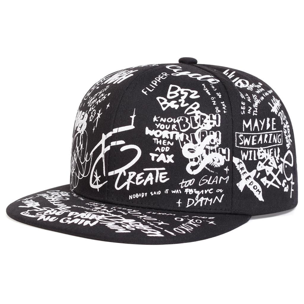 Unisex Hip-Hop-Cap mit Graffiti-Print (88 Buchstaben) – Modische Frühlings- und Herbstmütze für Outdoor-Aktivitäten – Verstellbare Baseballkappe mit Sonnenschutz