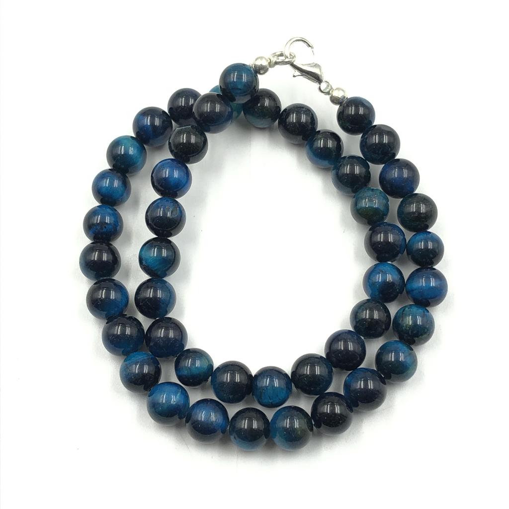 8mm Natural Blue Star Tiger Eye Gemstone Round Beads Jewelry Handmade Partywear Beads Necklace 17-20" For Her 8BN-49