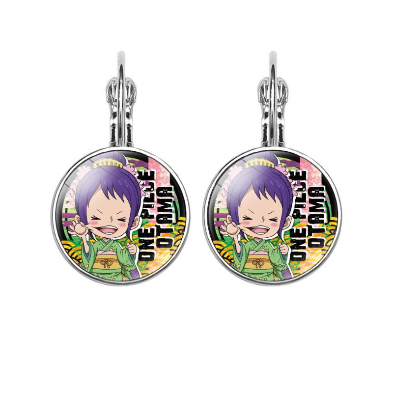 Stylish One Piece Anime Sanji Gemstone Earrings Fashion Metal Ear Jewelry