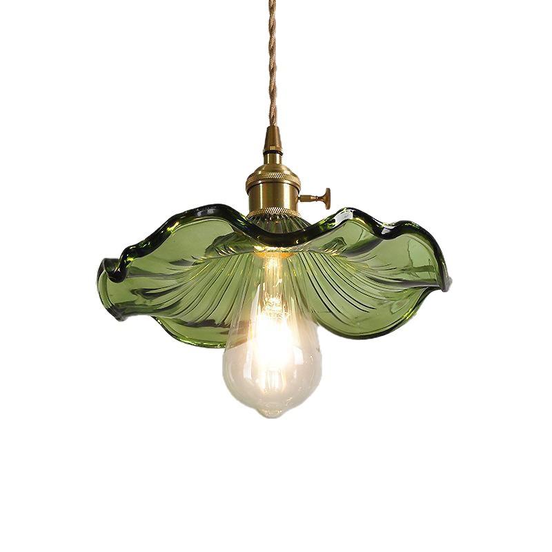 Retro Green Lotus Leaf Ceiling Light - Nordic Minimalist Design for Restaurants, Entrances, Balconies, Bars, and Aisles