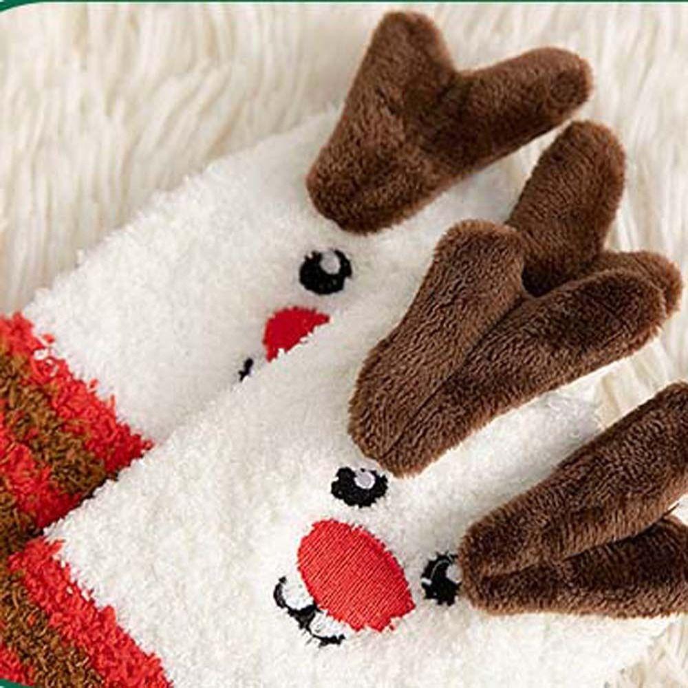 Chaussettes mi-mollet en polaire corail à motif dessin animé, chaussettes confortables de Noël, cadeau de Noël
